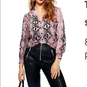 Pink snakeskin Topshop blouse, size 8!